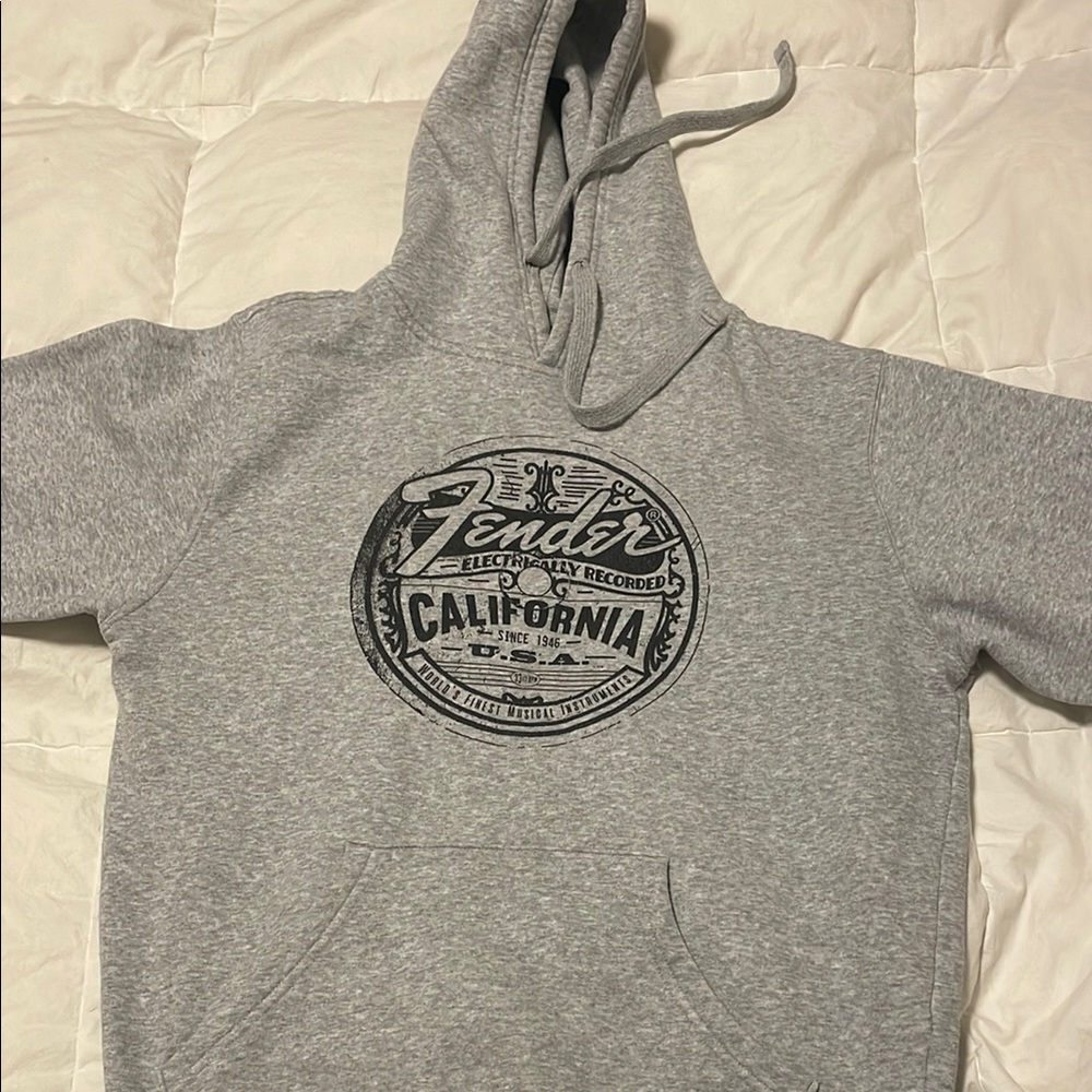 Fender Gray Pullover Hoodie with Logo